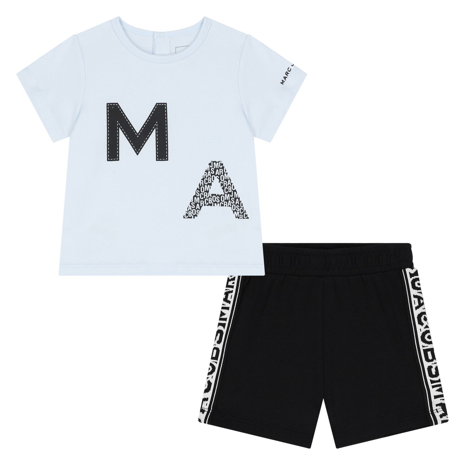 Younger Boys Blue & Black Logo Shorts Set, 1, hi-res
