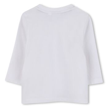 Younger Boys White Logo Long Sleeve Top