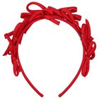 Girls Red Satin Bow Headband, 1, hi-res
