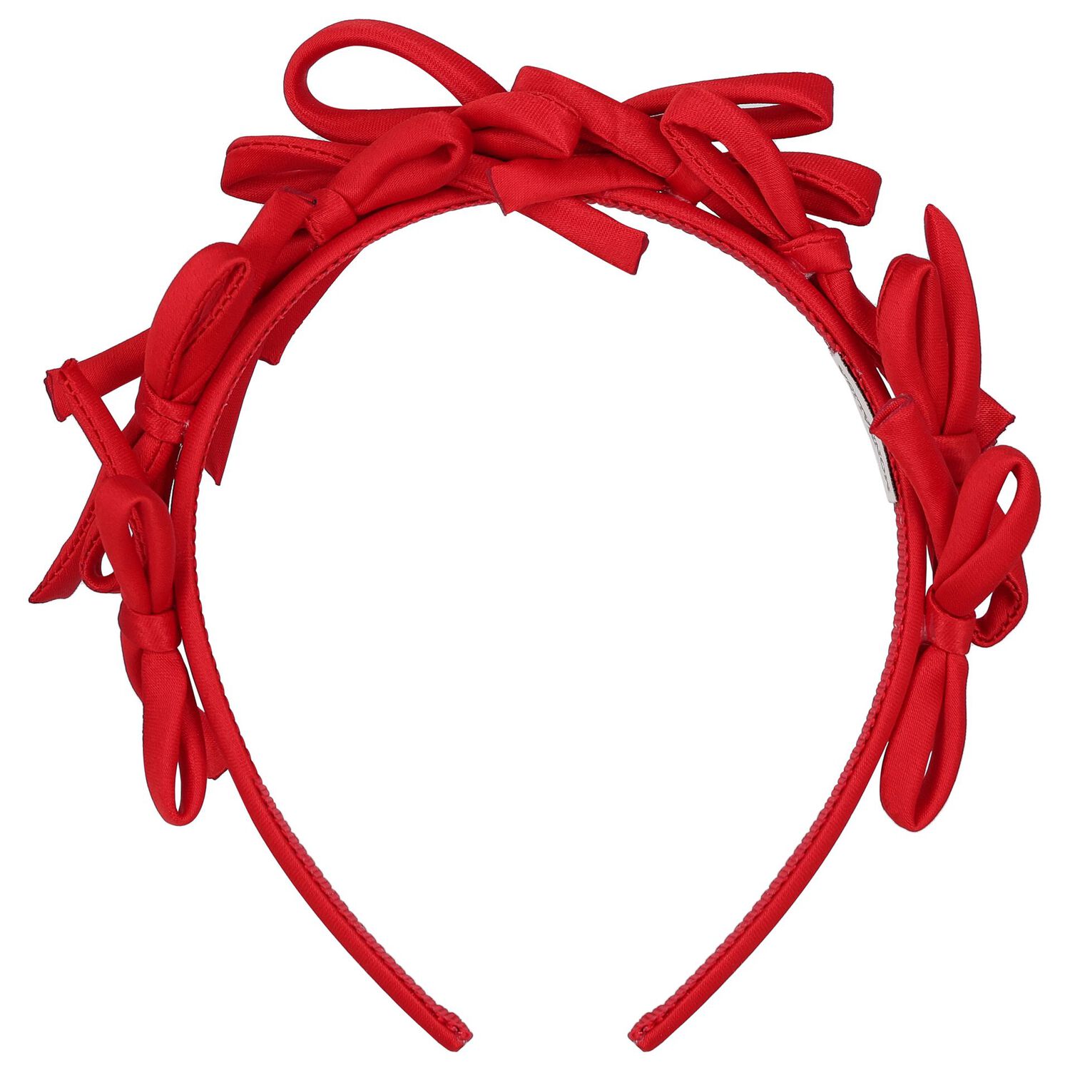 Girls Red Satin Bow Headband, 1, hi-res