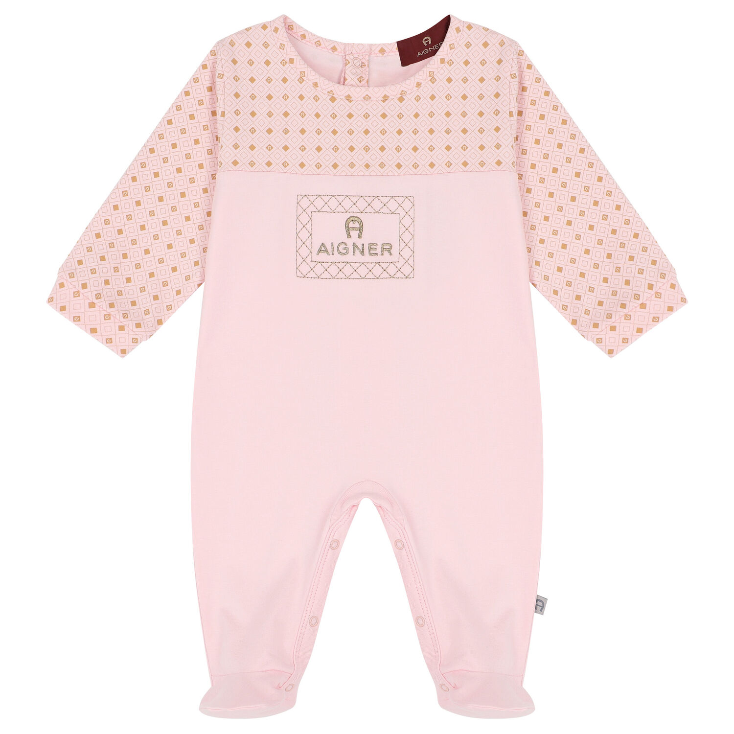 Girls Pink, Ivory & Gold Logo Babygrow, 3, hi-res