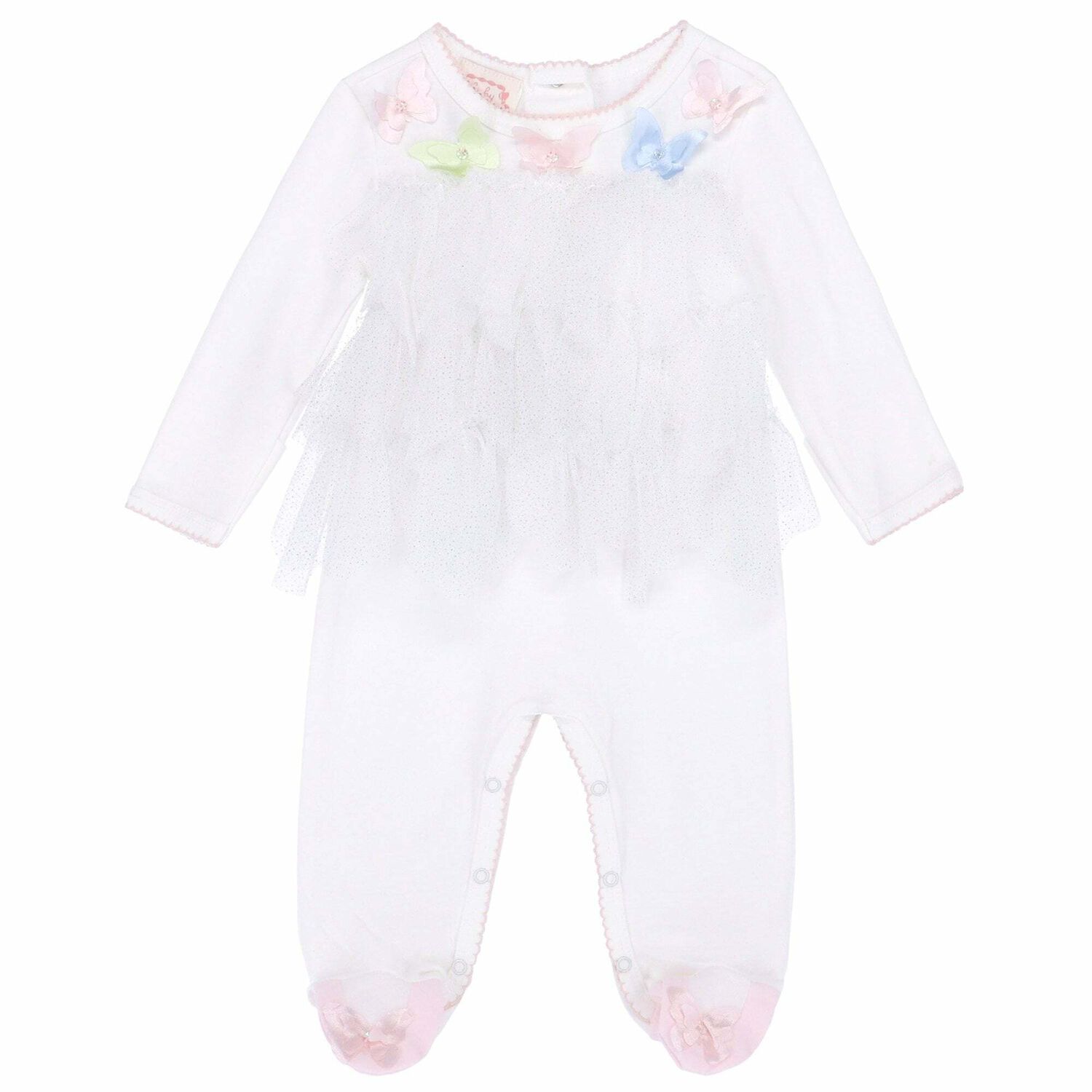 Baby Girls White Embellished Babygrow, 1, hi-res image number null