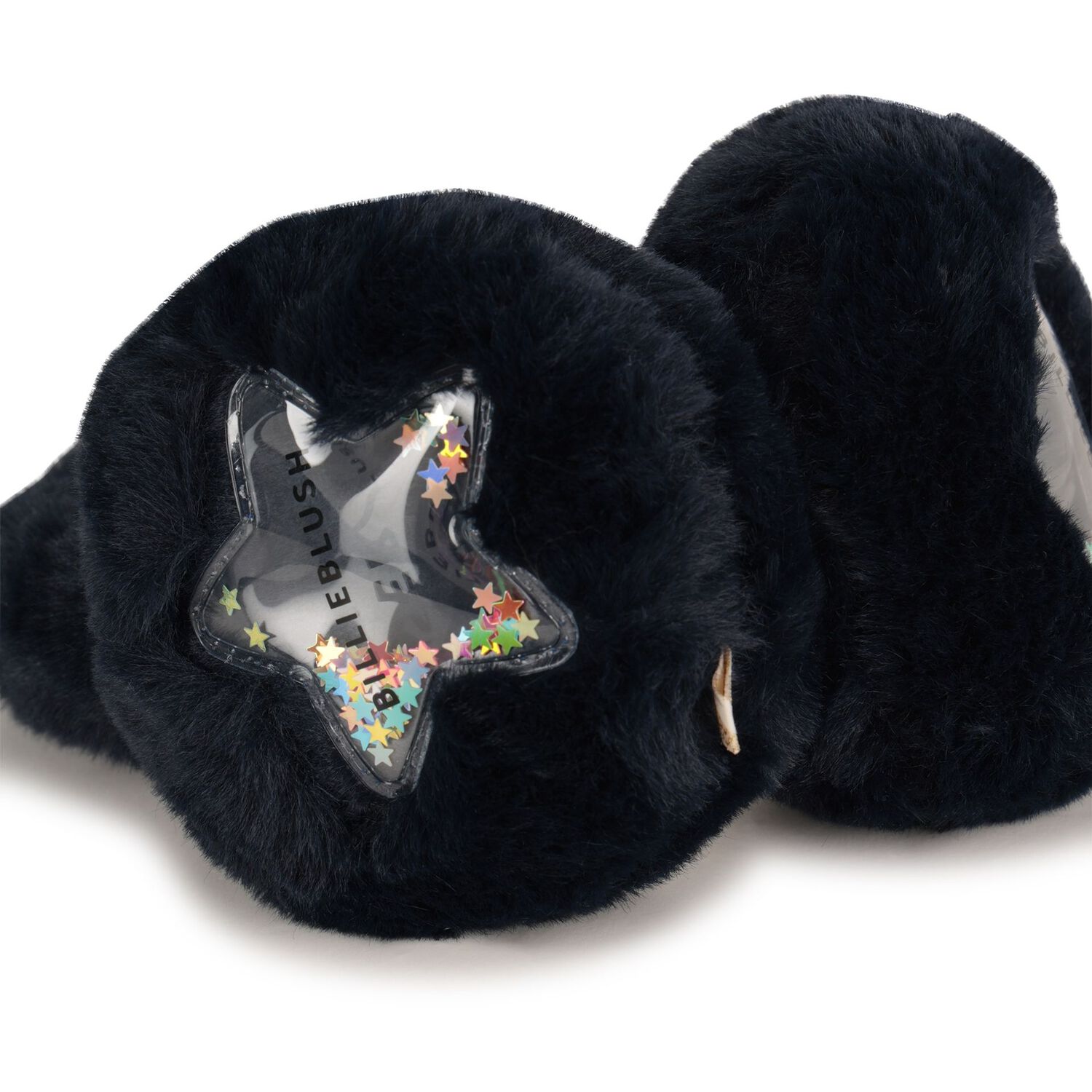 Girls Navy Blue Faux Fur Ear Muffs, 1, hi-res