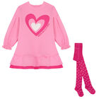 Girls Pink Heart Dress Set, 1, hi-res