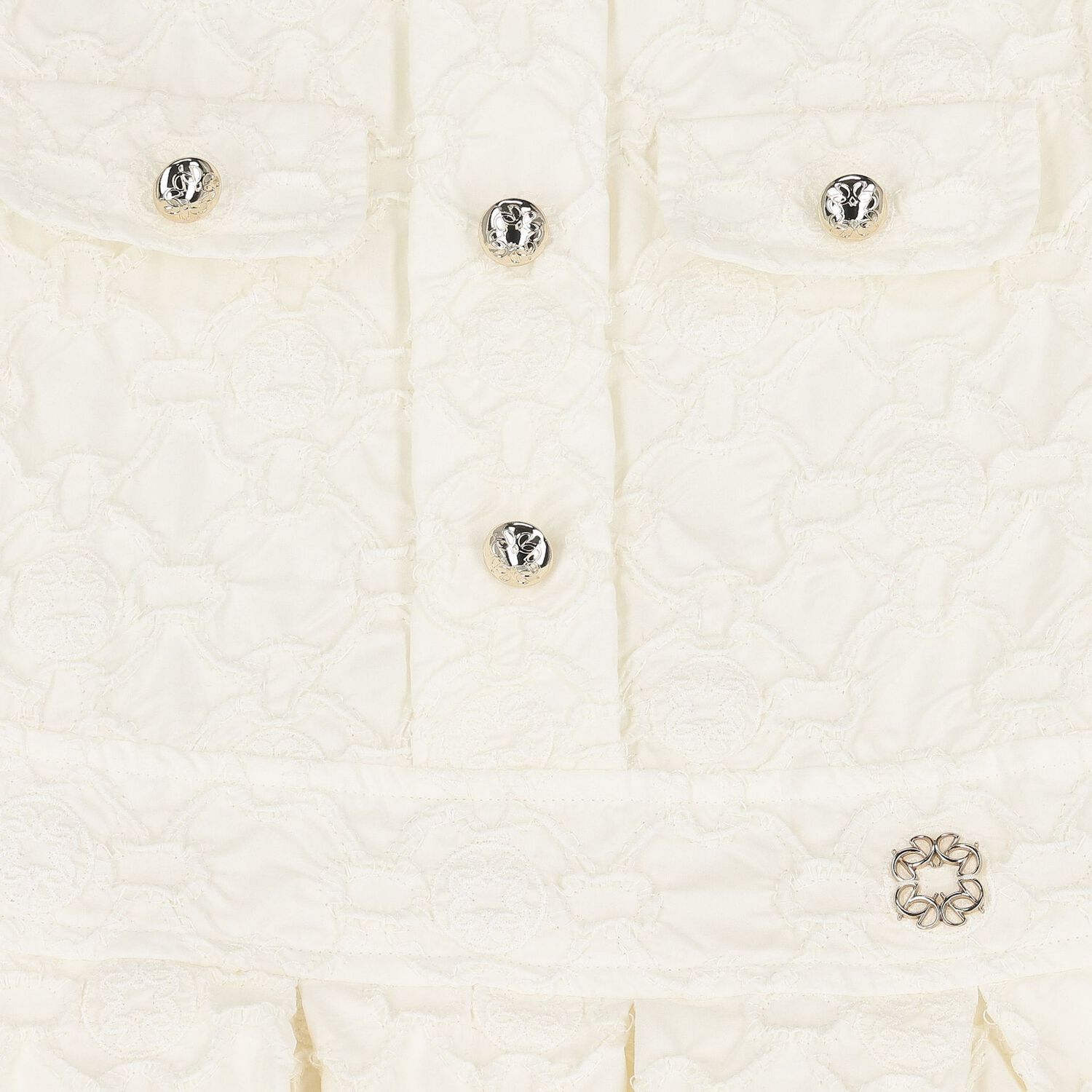 Girls White Logo Taffeta Dress, 1, hi-res