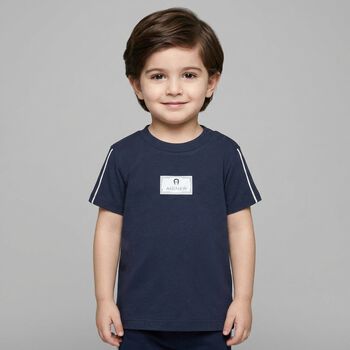 Younger Boys Navy Blue Logo T-Shirt