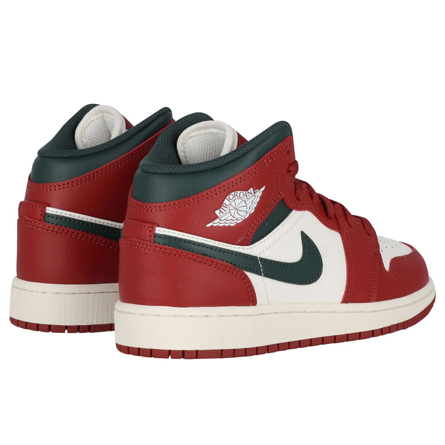 Red, Green & White Air Jordan 1 Mid Trainers, 3, hi-res