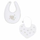 Baby Girls White & Beige Bibs (2 Pack), 2, hi-res