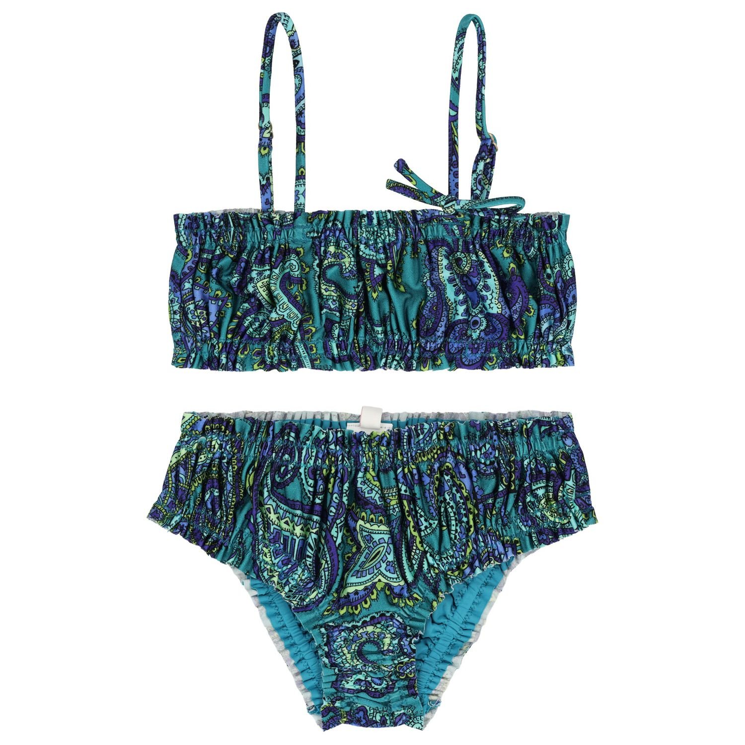 Girls Blue & Green Paisley Bikini, 1, hi-res