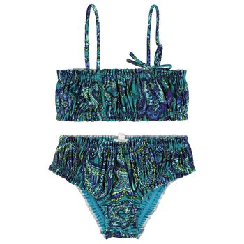 Girls Blue & Green Paisley Bikini