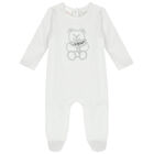 White Teddy Bear Logo Babygrow, 3, hi-res