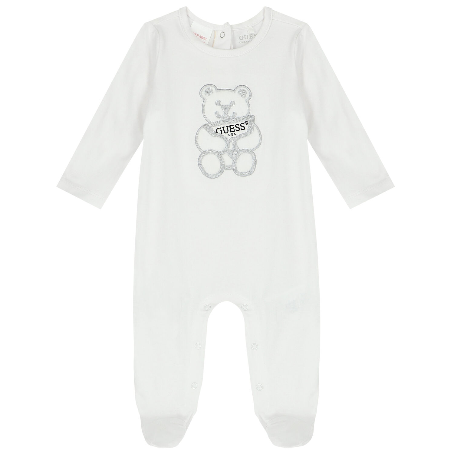 White Teddy Bear Logo Babygrow, 3, hi-res