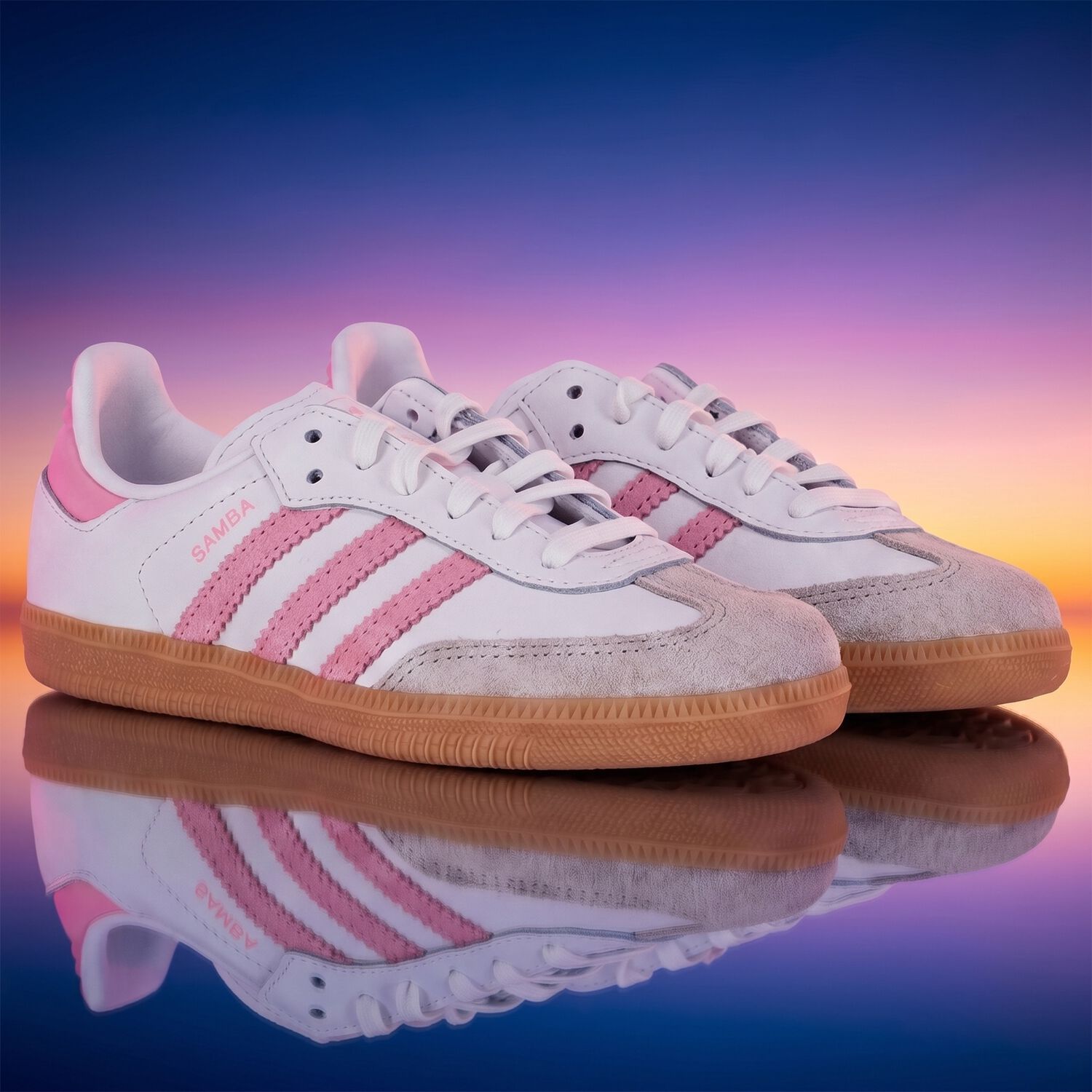 Girls White & Pink Samba OG Trainers, 1, hi-res