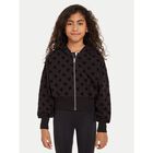 Girls Black Logo Hooded Zip Up Top, 1, hi-res