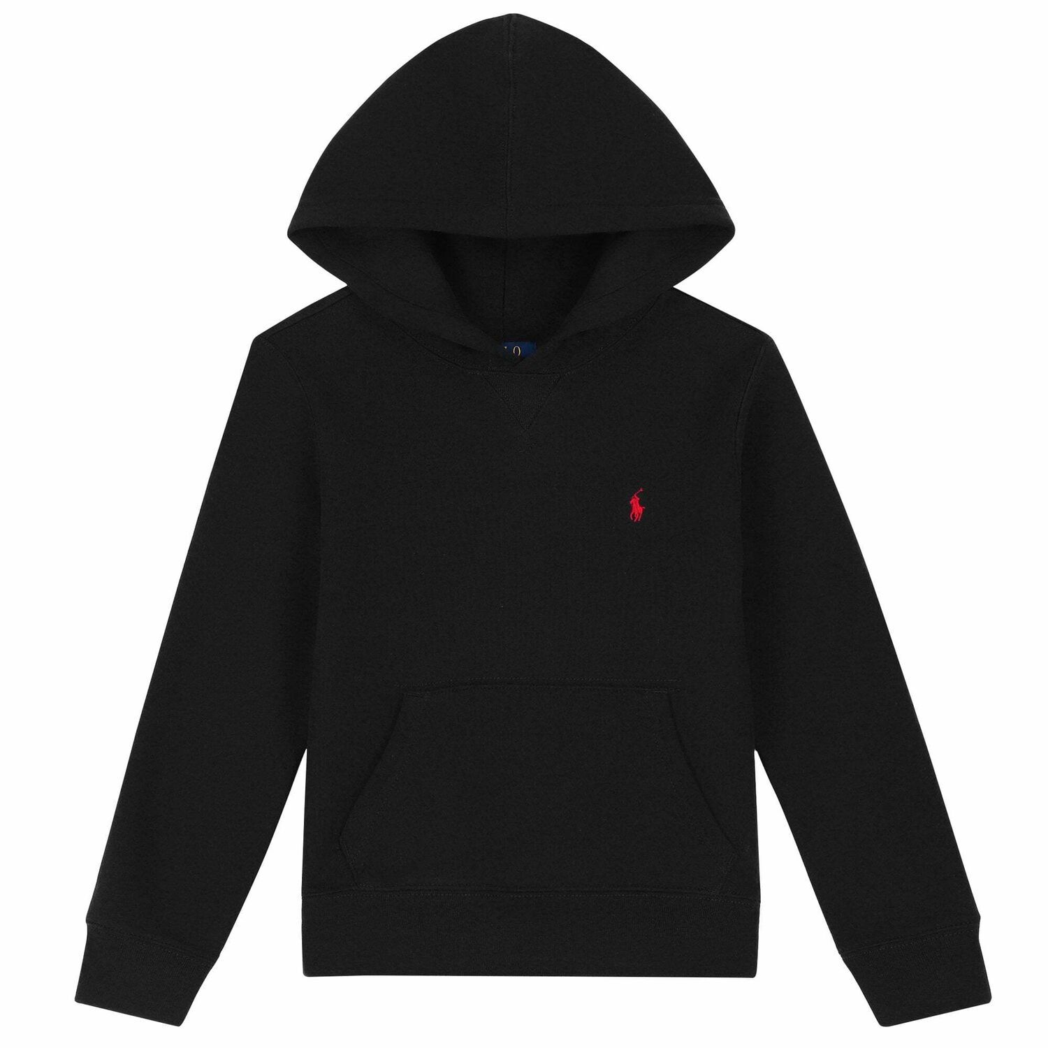 Boys Black Logo Hooded Top, 1, hi-res