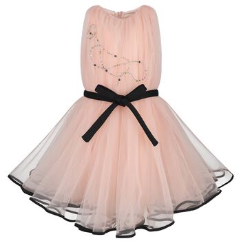 Girls Pink & Black Tulle Dress