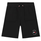 Boys Black Logo Shorts, 1, hi-res