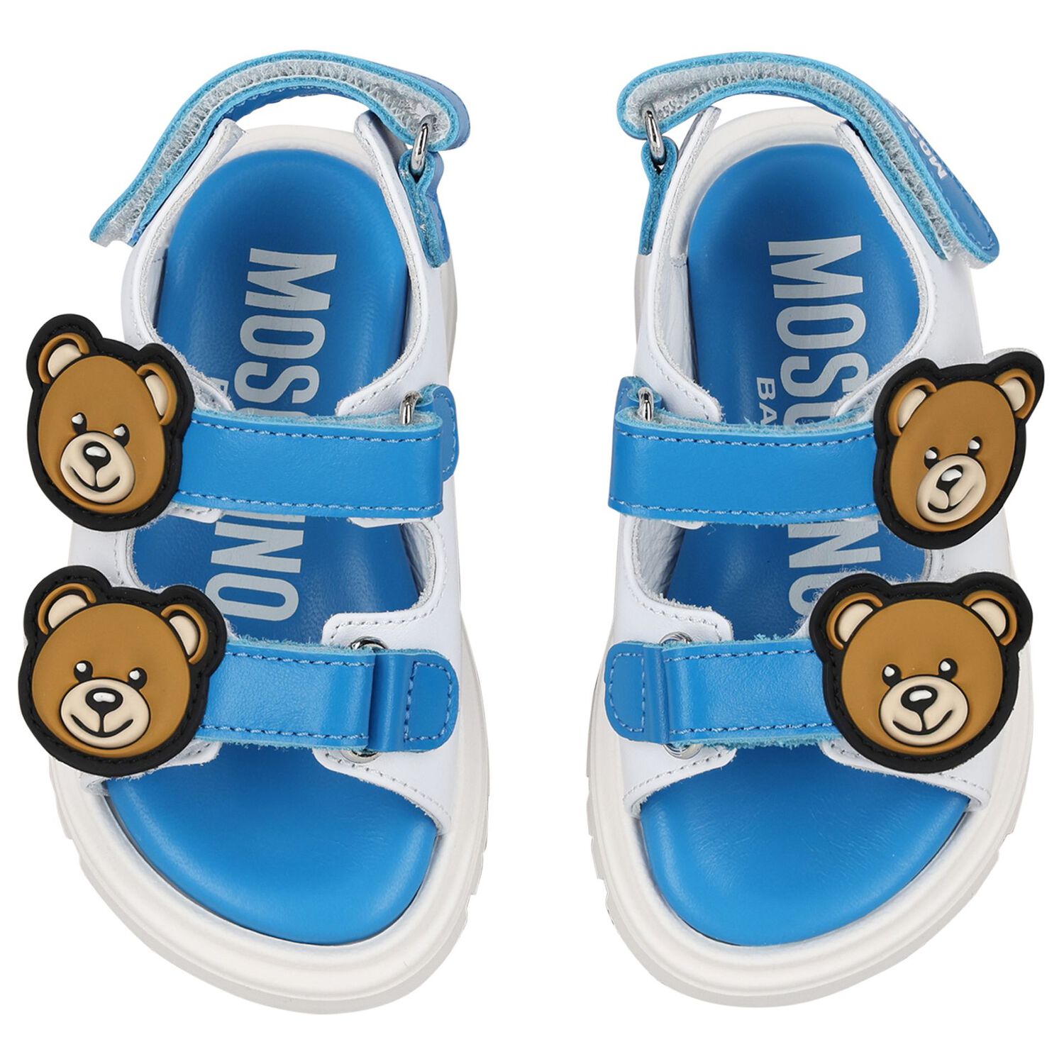 White & Blue Teddy Bear Sandals, 1, hi-res