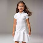 Girls White Logo Polo Dress, 2, hi-res