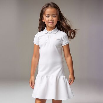 Girls White Logo Polo Dress
