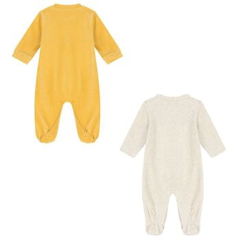 Baby Boys Ivory & Yellow Babygrows ( 2-Pack )