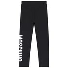 Girls Black Logo Leggings, 1, hi-res