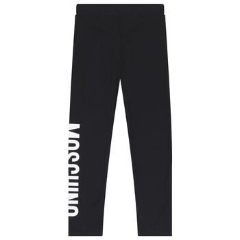 Girls Black Logo Leggings