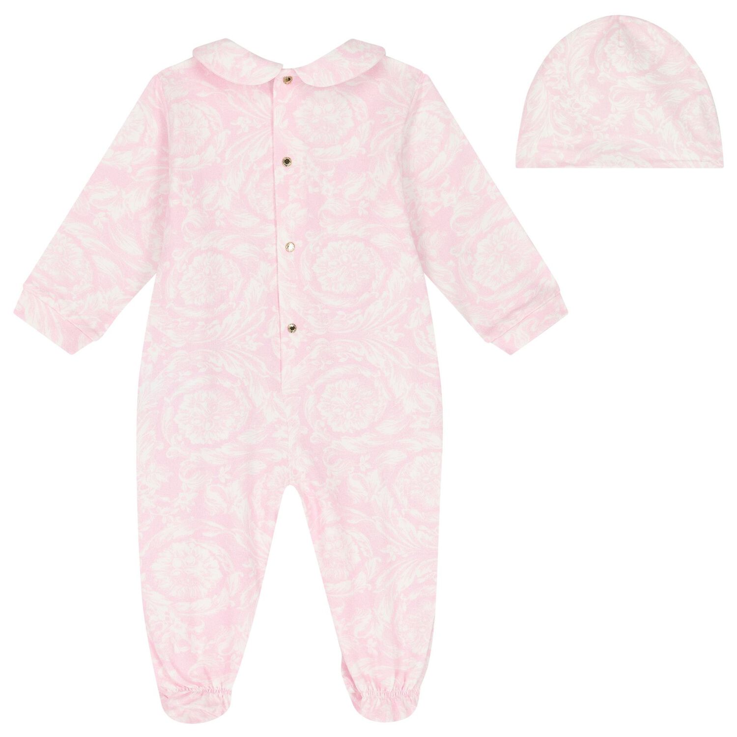 Baby Girls Pink & Ivory Barocco Babygrow Gift Set, 2, hi-res