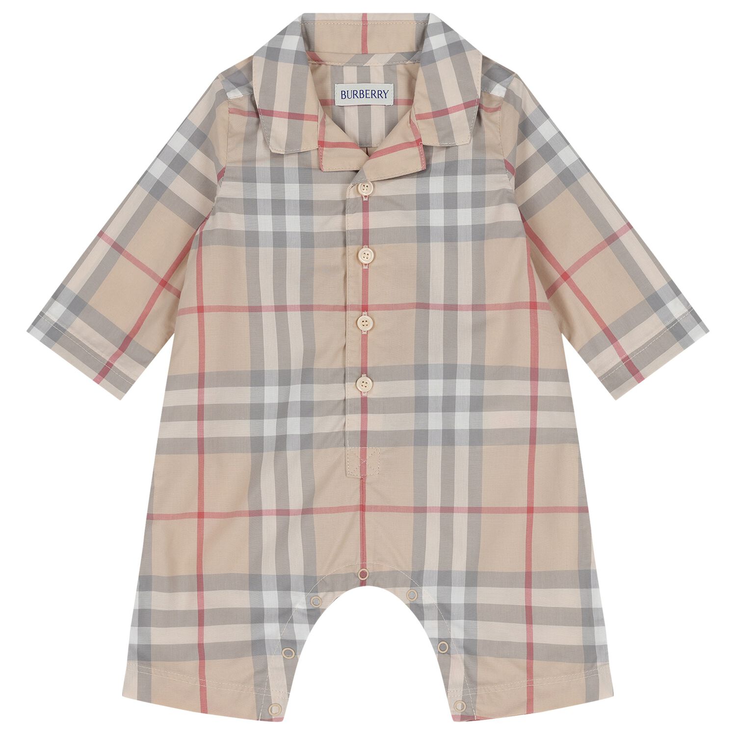 Beige Check Baby Romper, 1, hi-res image number null