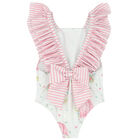 Girls White & Pink Balloons Swimsuit, 1, hi-res