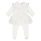 Baby Girls Ivory Bow Babygrow Set, 2, hi-res