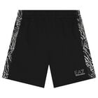 Boys Black Logo Shorts, 2, hi-res