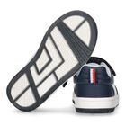 Boys Navy Blue & White Logo Trainers, 1, hi-res