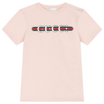 Girls Pink Cotton Logo T-Shirt