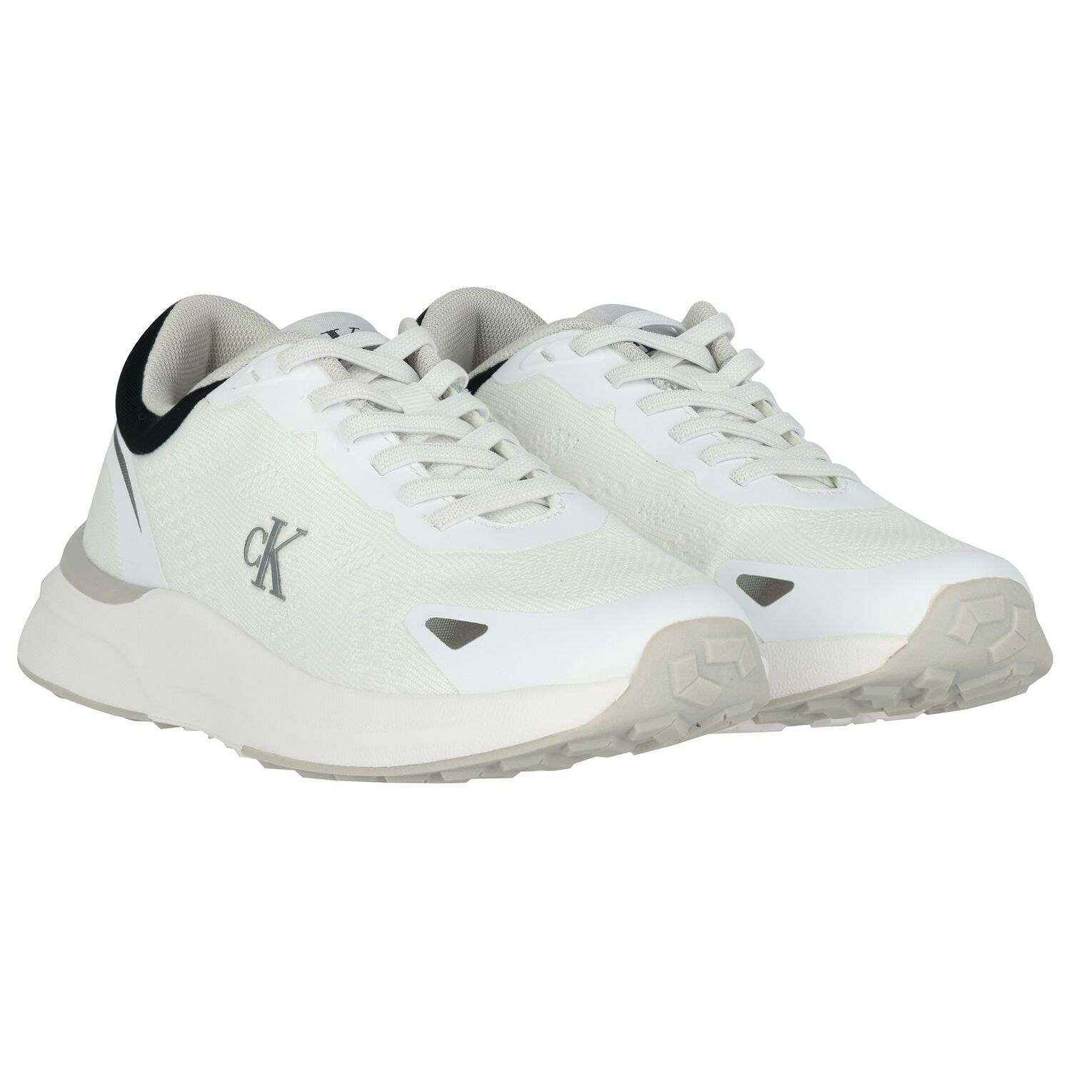 White Mesh Logo Trainers, 1, hi-res