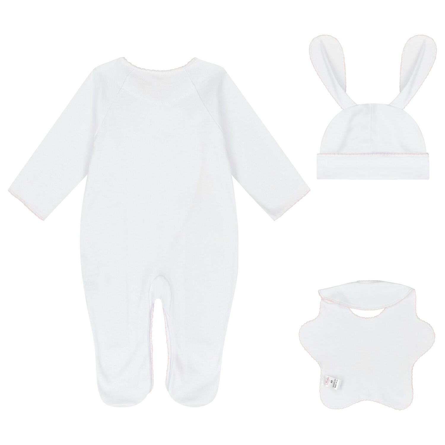Baby Girls White & Pink Bunny Babygrow Gift Set, 1, hi-res image number null