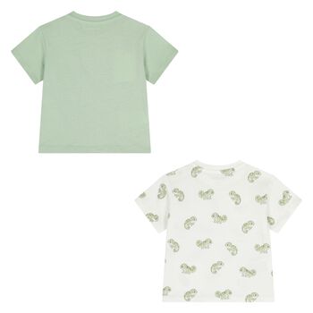 Younger Boys Green & White T-Shirts ( 2-Pack )
