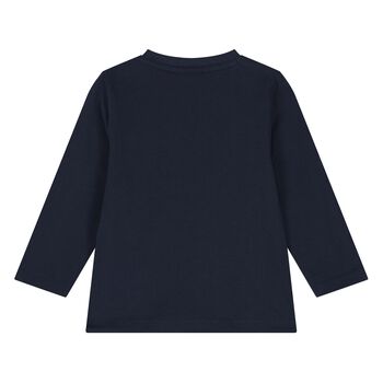 Younger Boys Navy Blue Logo Long Sleeve Top