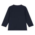 Younger Boys Navy Blue Logo Long Sleeve Top, 2, hi-res