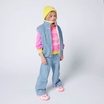 Girls Blue Embellished Trousers