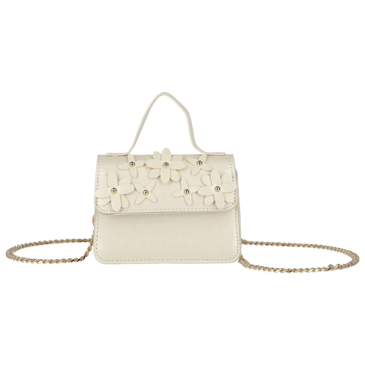 Girls Ivory Flowers Bag, 1, hi-res