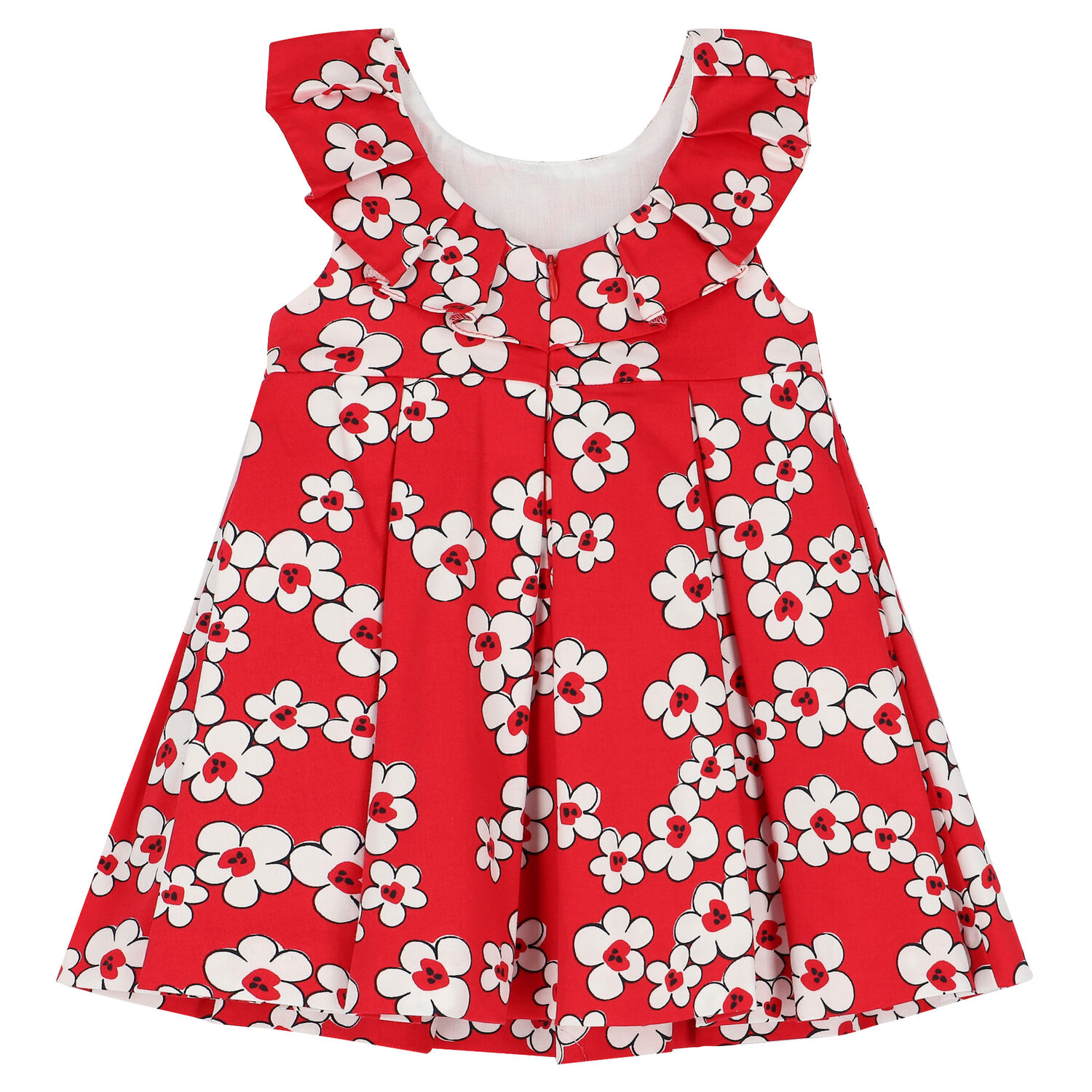 Younger Girls Red Floral Dress, 1, hi-res