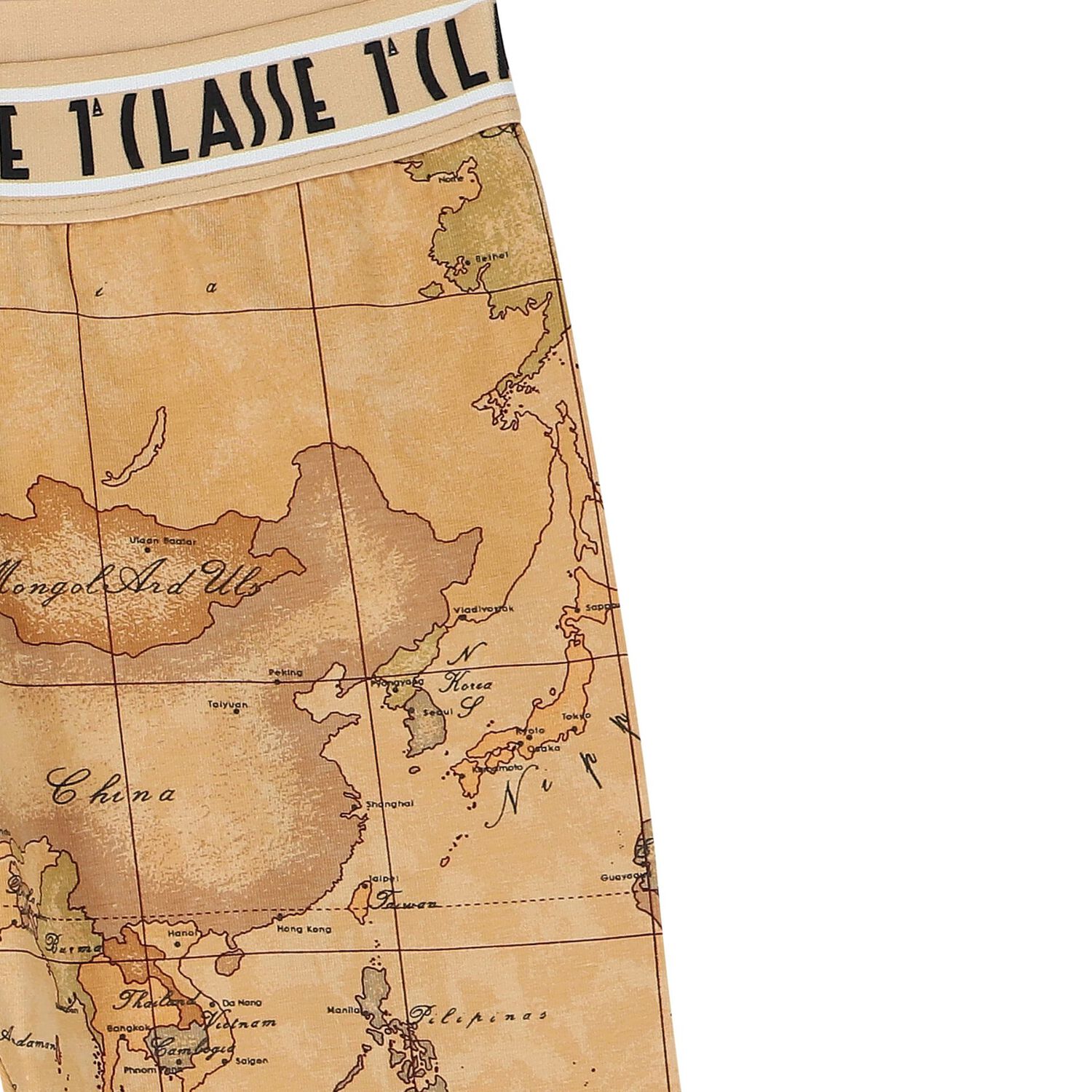 Girls Beige Geo Map Leggings, 1, hi-res image number null