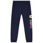 Girls Navy Blue Logo Joggers, 1, hi-res