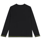 Boys Black Logo Long Sleeve Top, 1, hi-res