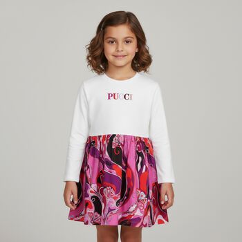 Girls Pink & White Logo Orchidee Dress