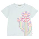 Girls Blue Catcus T-Shirt, 1, hi-res