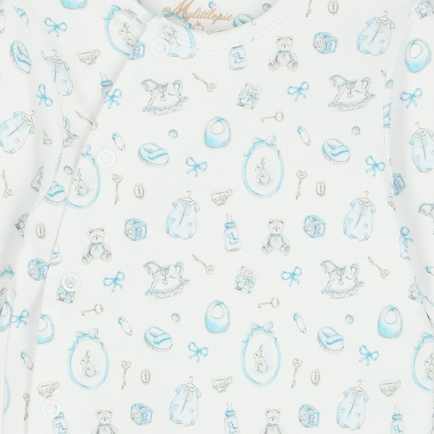 Baby Boys White & Blue Babygrow, 1, hi-res