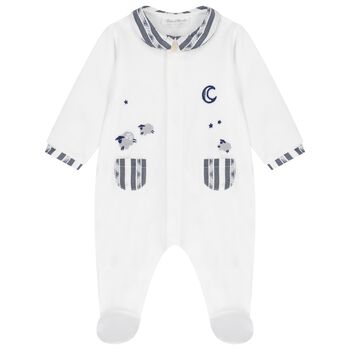 Baby Boys White Velour Sheep Babygrow