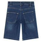 Boys Blue Logo Denim Shorts, 1, hi-res